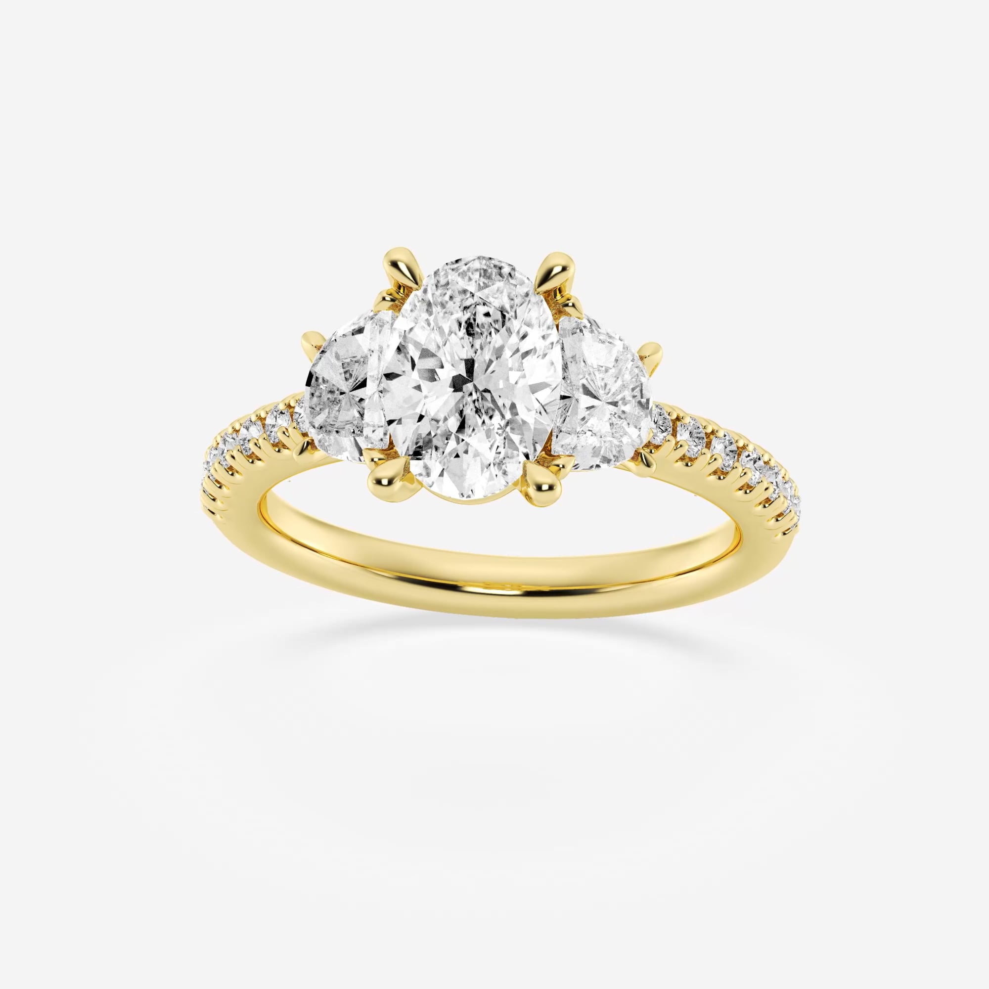 eRiNGo　0308 Gia 3 ctw Oval Lab Grown Diamond Three-Stone Engagement Ring with