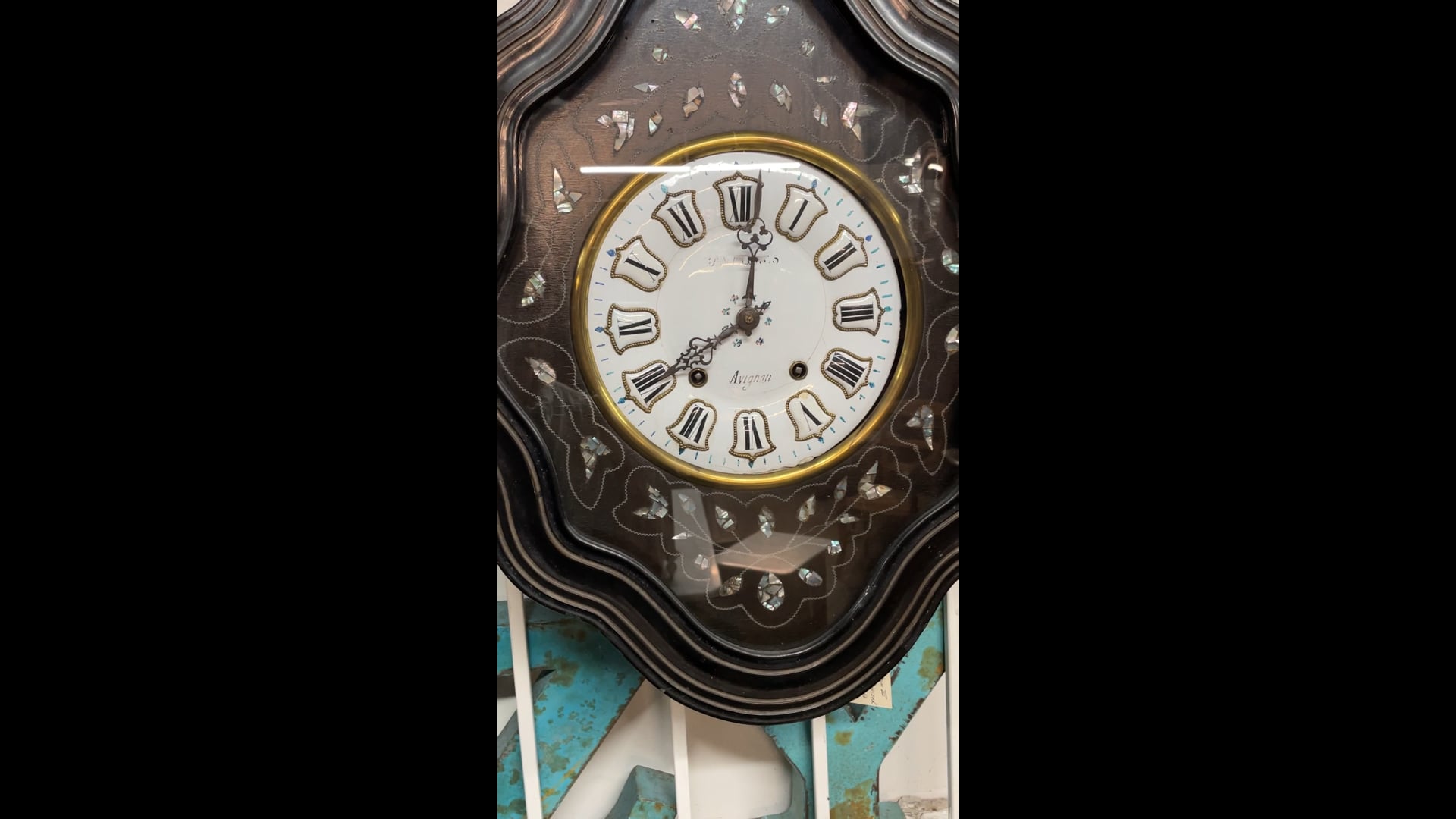 Présentime Cheminée Napoléon PRESENTIME - Vintage Bleu Sarcelle - Mouvement Quartz - 33x25cm Décoration Intérieure Horloge