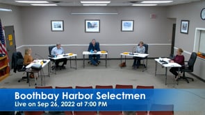 Boothbay Harbor Selectmen Sep 26, 2022