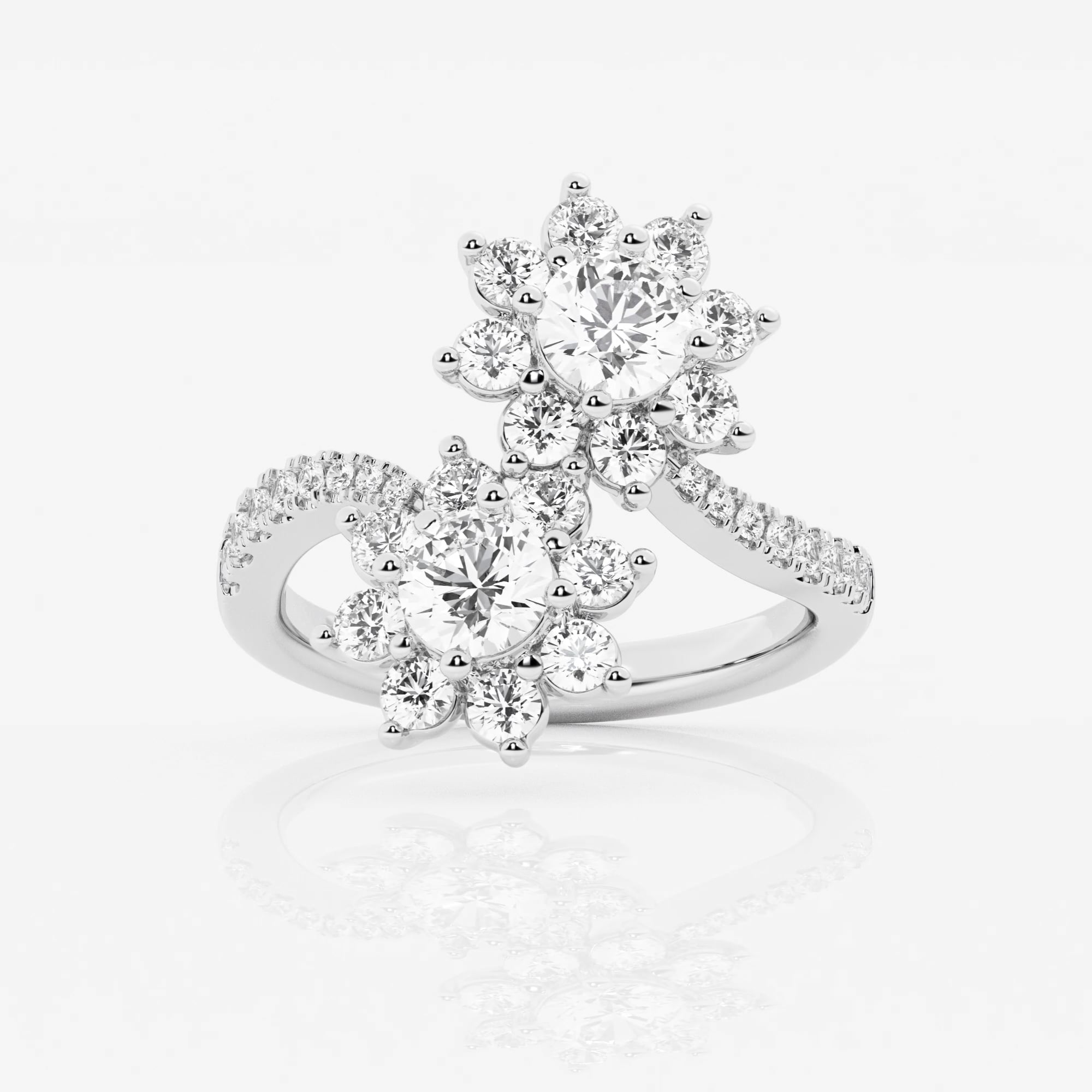 product video for 2 1/4 ctw Round Lab Grown Diamond Sunflower Bypass Fashion Ring