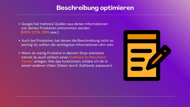 Beschreibung optimieren