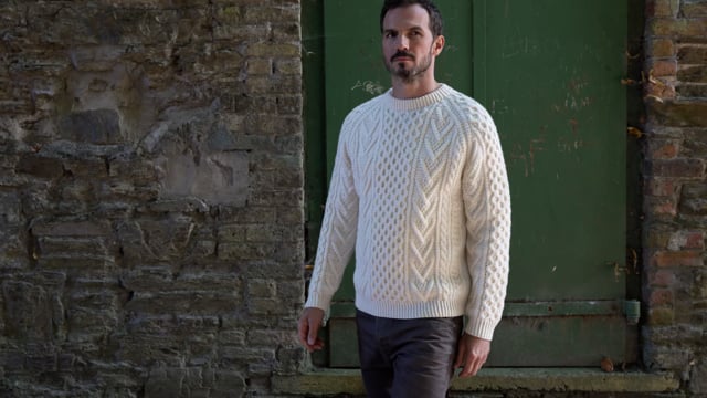 Traditional Aran Sweater in Natural | Blarney Woollen Mills