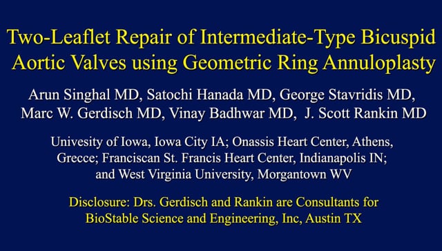 Two-Leaflet Repair of Intermediate-Type BAV using Geometric Ring Annuloplasty