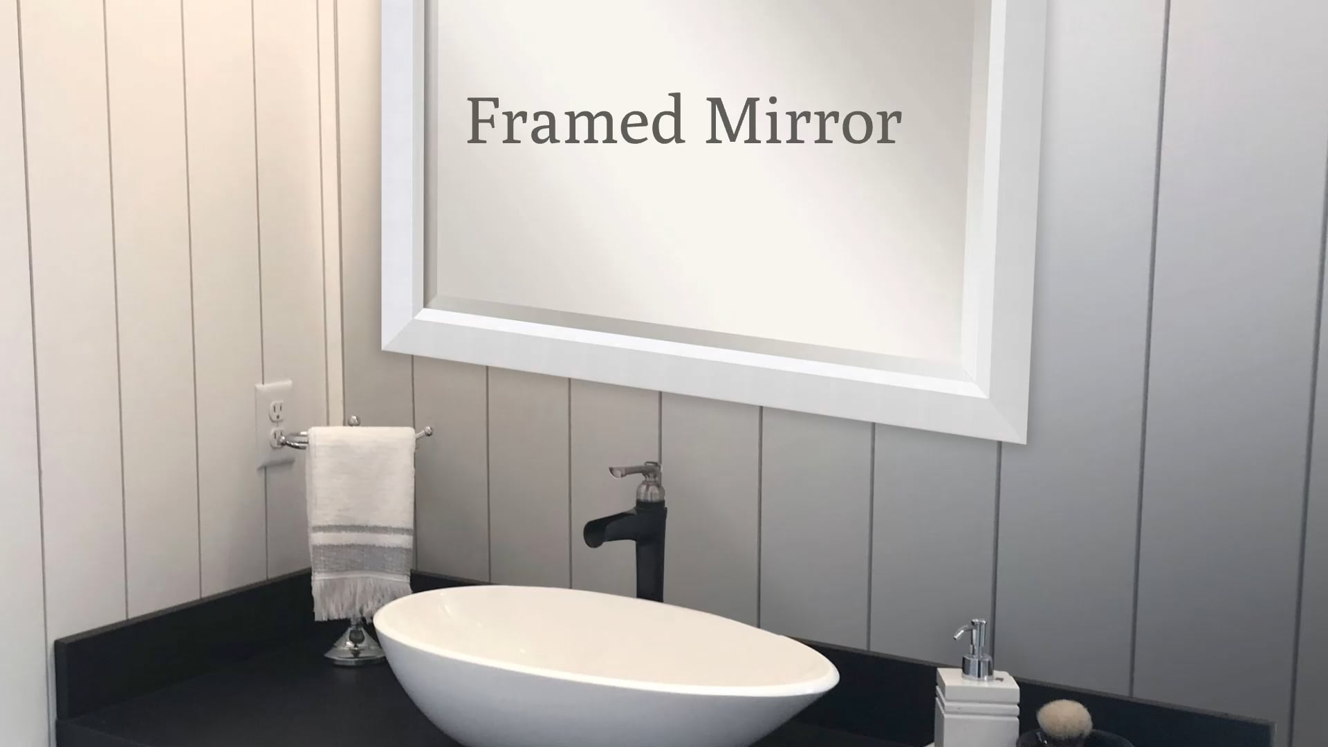 Parisian Silver Beveled Wood Bathroom Wall Mirror - 30 x 24 in.