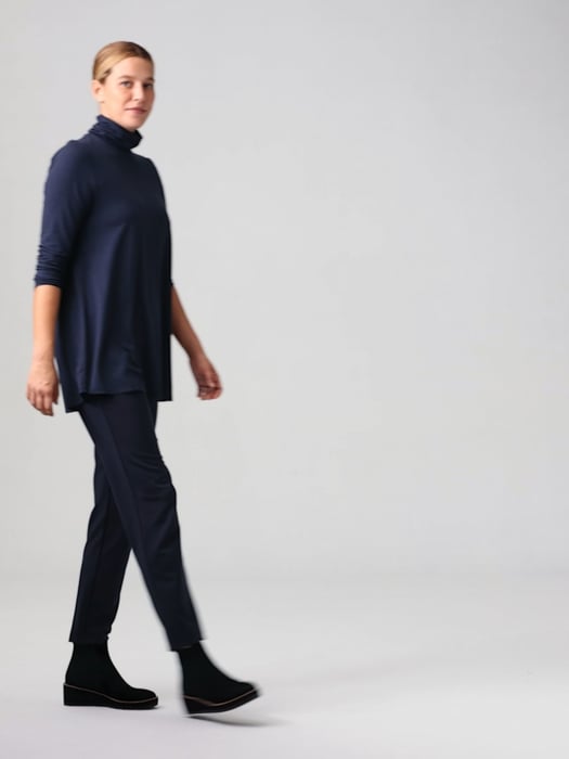 Fine Jersey Scrunch Neck Long Top | EILEEN FISHER Fine Jersey Scrunch Neck Long Top | EILEEN FISHER
