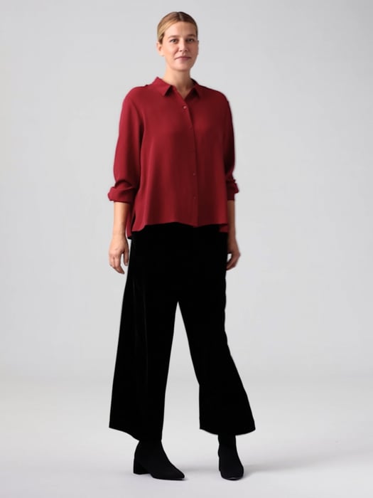 Silk Georgette Crepe Classic Collar Shirt | EILEEN FISHER