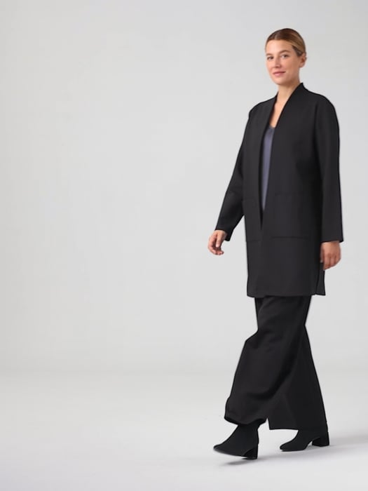 Washable Flex Ponte Long Jacket | EILEEN FISHER Washable Flex Ponte Long Jacket | EILEEN FISHER