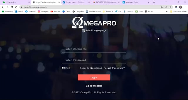 CÓMO INGRESAR A MI CUENTA OMEGA PRO on Vimeo