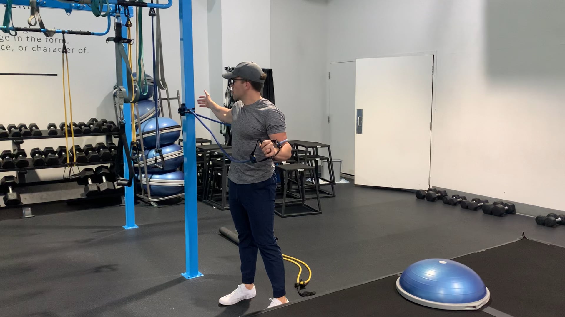 Handled Resistance Band Standing Chest Press On Vimeo 