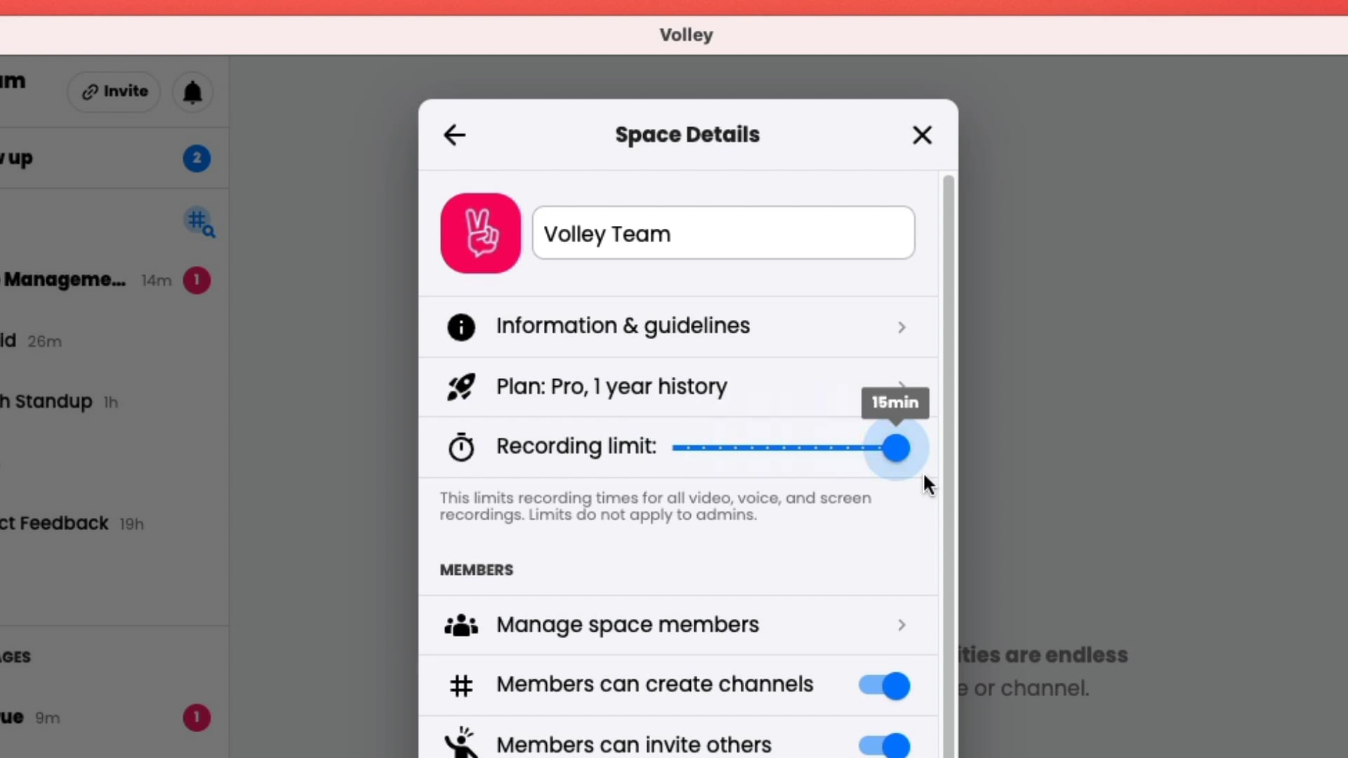 How to set your volley time limit Pro Spaces on Vimeo