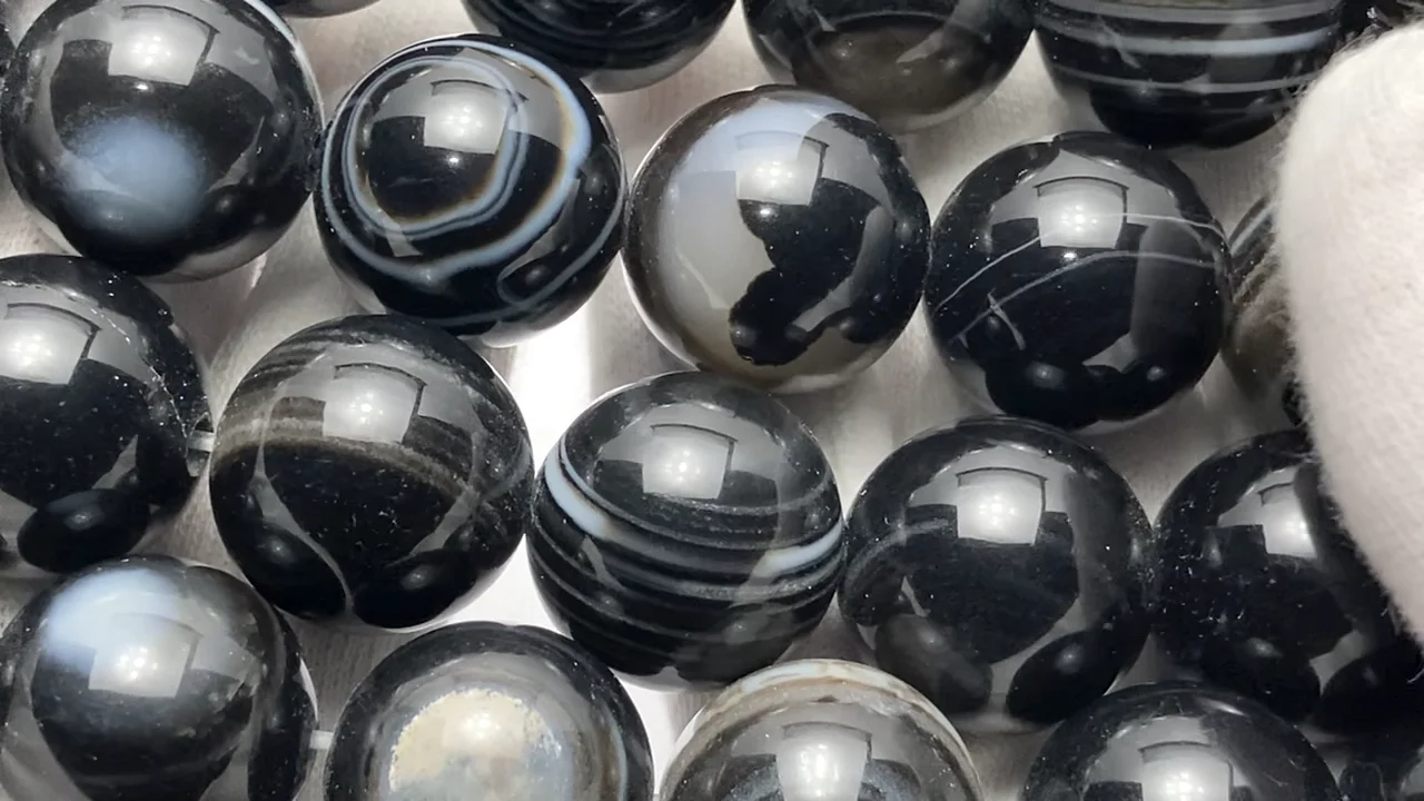 チベットアゲート（天眼石） ラウンド18mm 1連｜天然石ビーズの卸問屋