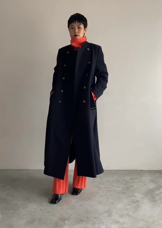Ameri VINTAGE NAPOLEON DETAIL FLARE COAT