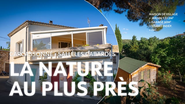 CARCASSONNE &ndash; SALLELES CDES Maison de village avec studio ind&eacute;pendant , garage, cave, et jardin