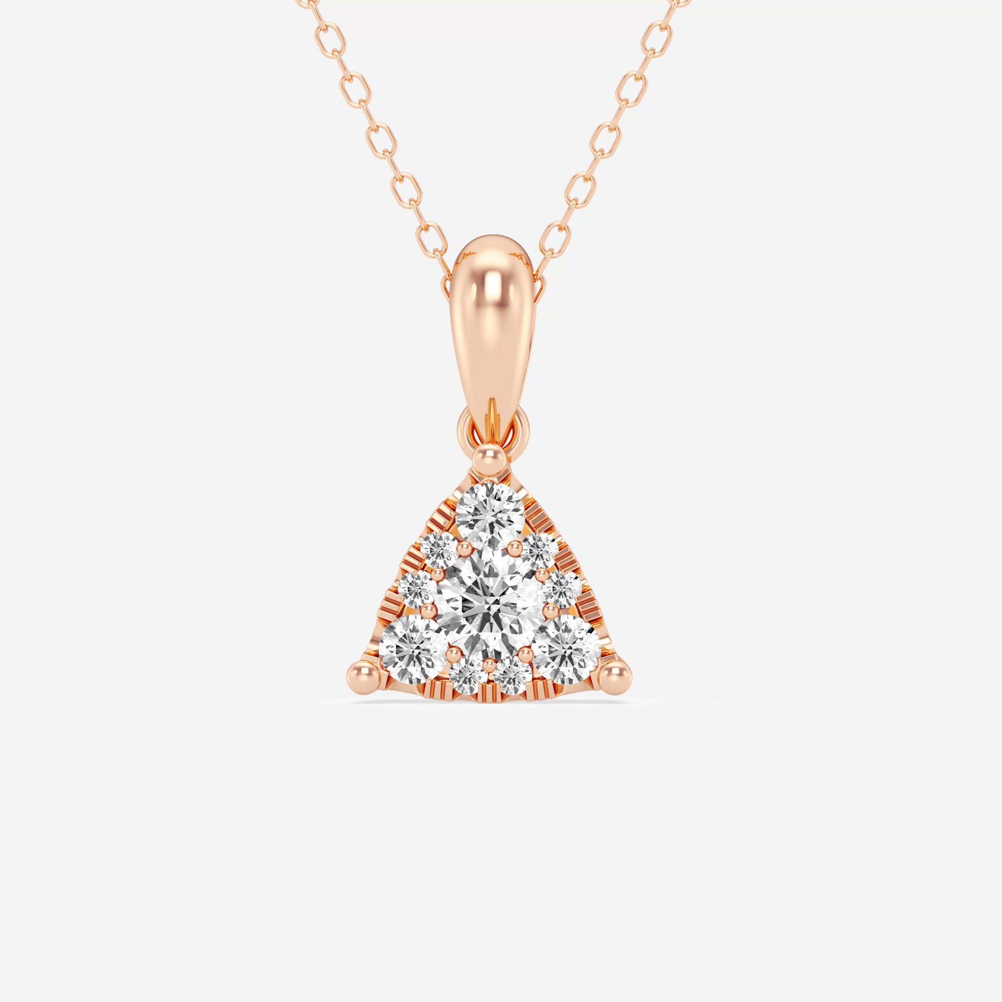 1/2 ctw Round Lab Grown Diamond Triangle Cluster Fashion Pendant with  Adjustable Chain