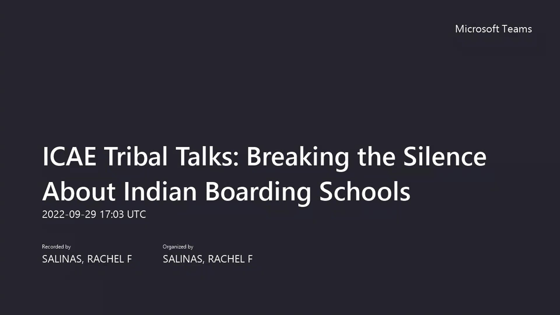 ICAE Tribal Talks: Breaking the Silence About Indian Boarding Schools