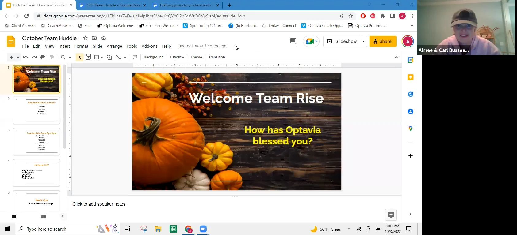October Team Huddle 10/3/22 on Vimeo