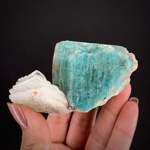 Microcline var. Amazonite with Albite