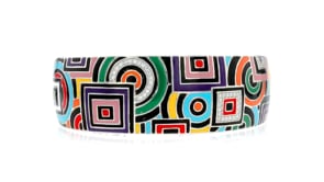 Belle Etoile Geometrica Multicolored Enamel and .25 ct. t.w. CZ Cuff Bracelet in Sterling Silver