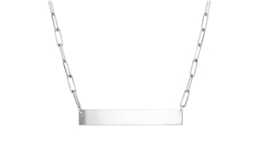 Sterling Silver Personalized Bar Paper Clip Link Necklace