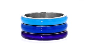 Italian Tonal Blue Enamel Jewelry Three Rings in Sterling Silver