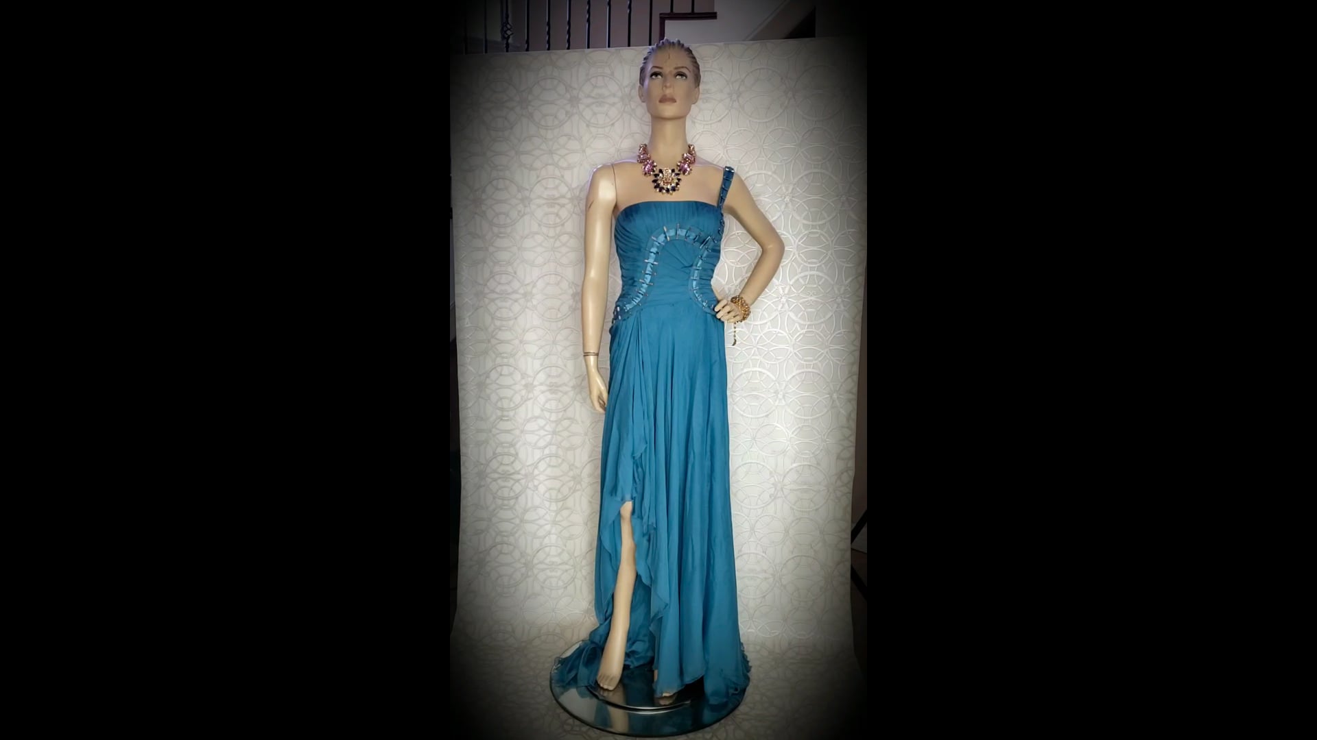 Versace One Shoulder Blue Silk Gown as seen on Donatella 38 - 2; 44 - 8
