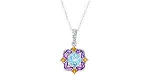 2.50 ct. t.w. Multi-Gemstone Pendant Necklace in Sterling Silver