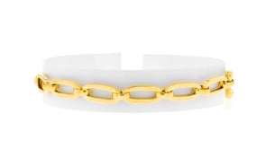 Italian 18kt Gold Over Sterling Paper Clip Link Bolo Bracelet