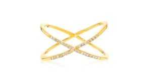 10 ct. t.w. Diamond X Ring in 18kt Yellow Gold Over Sterling