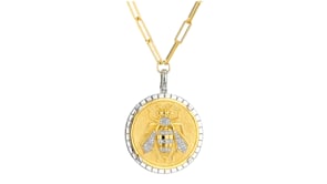 20 ct. t.w. Diamond Bumblebee Medallion  Paper Clip Link Necklace in Two-Tone Sterling Silver