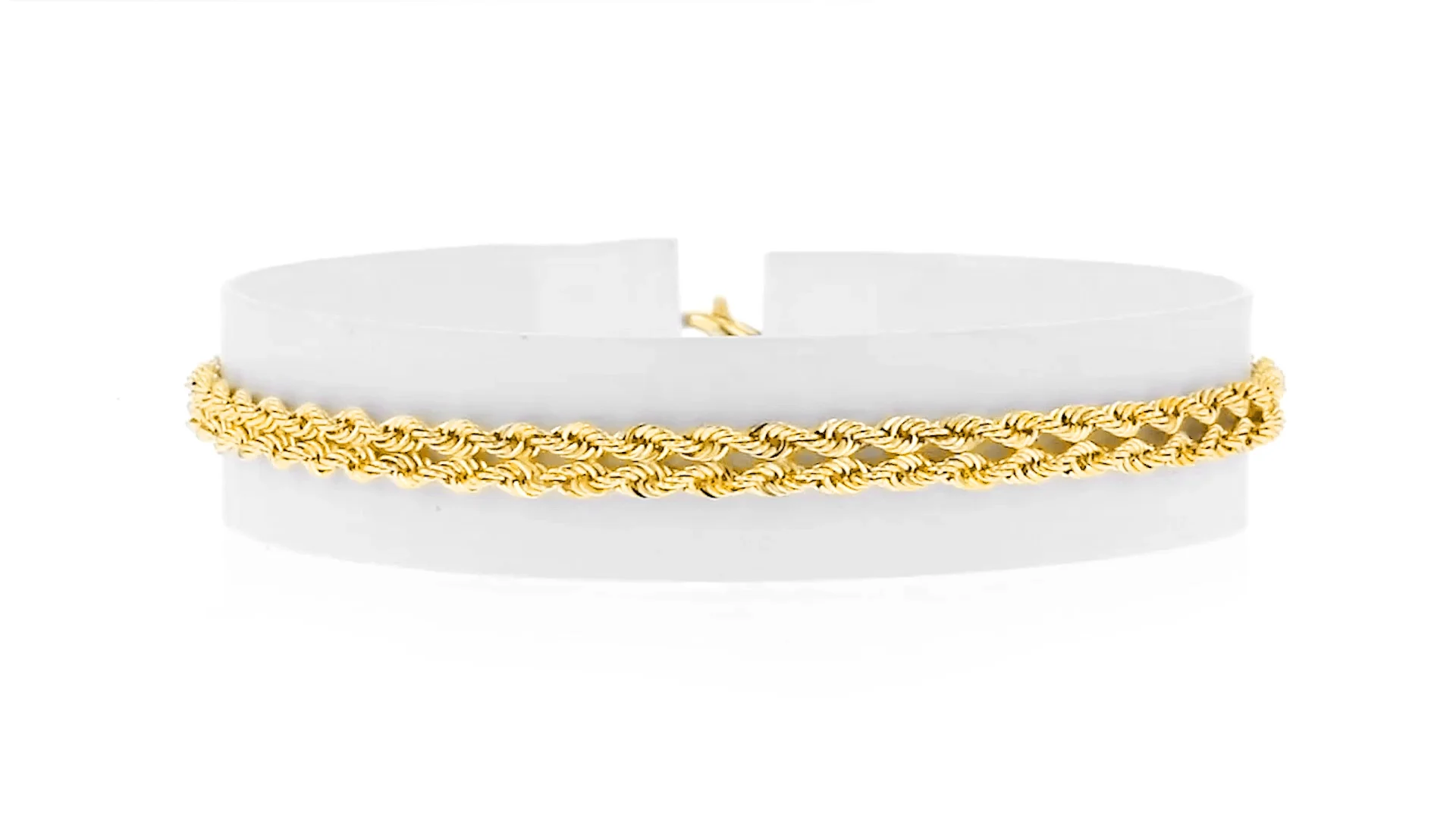 14kt Yellow Gold Double-Rope Chain Bracelet. 8