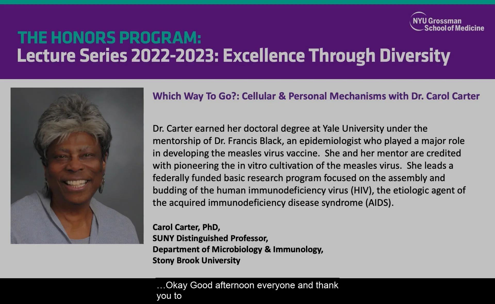 Honors Program Lecture Series with Dr. Carol Carter.CC on Vimeo