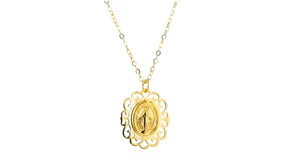 Italian 14kt Yellow Gold Miraculous Medal Pendant Necklace