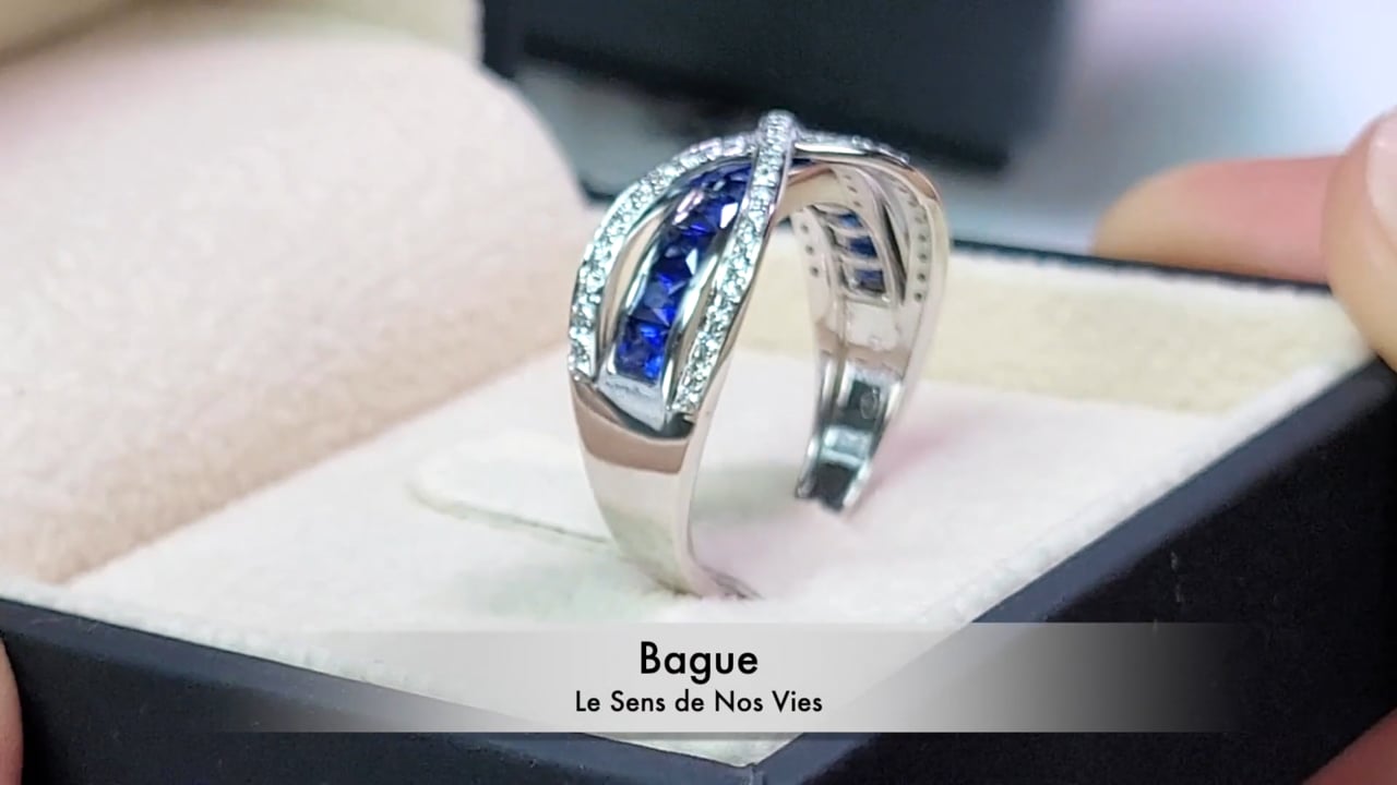Anello Le Sens De Nos Vies - Oro Bianco, Diamanti & Zaffiri | Gemperles
