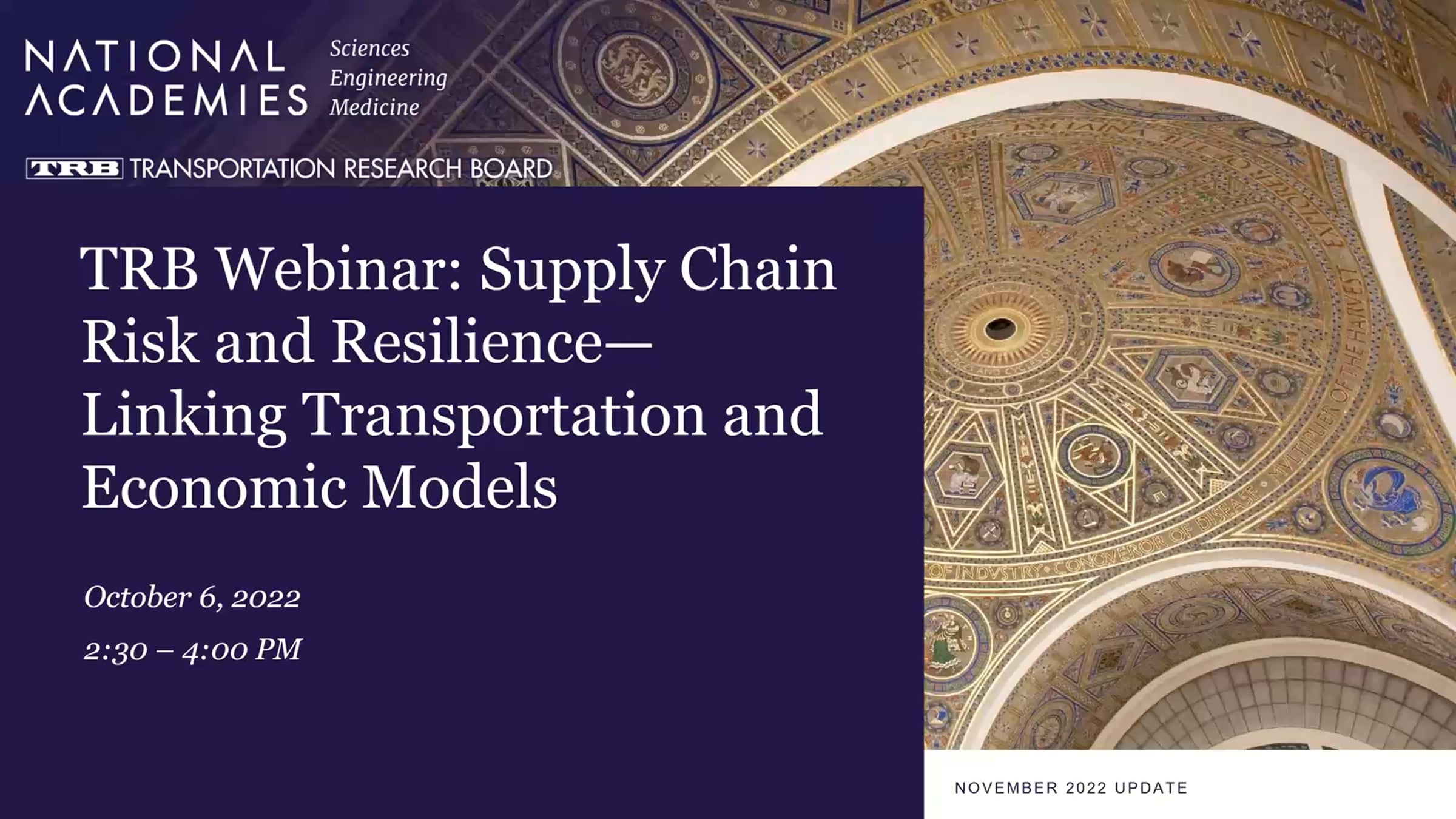 TRB Webinar: Supply Chain Risk and Resilience—Linking Transportation ...