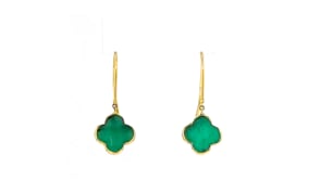 Italian 3.60 ct. t.w. Emerald Clover-Shaped  Drop Earrings in 14kt Yellow Gold