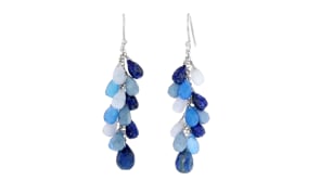 Multi-Gemstone Bead Tassel Drop Earrings in Sterling Silver