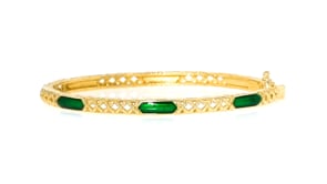 Green Enamel X-Pattern Bangle Bracelet in 18kt Gold Over Sterling