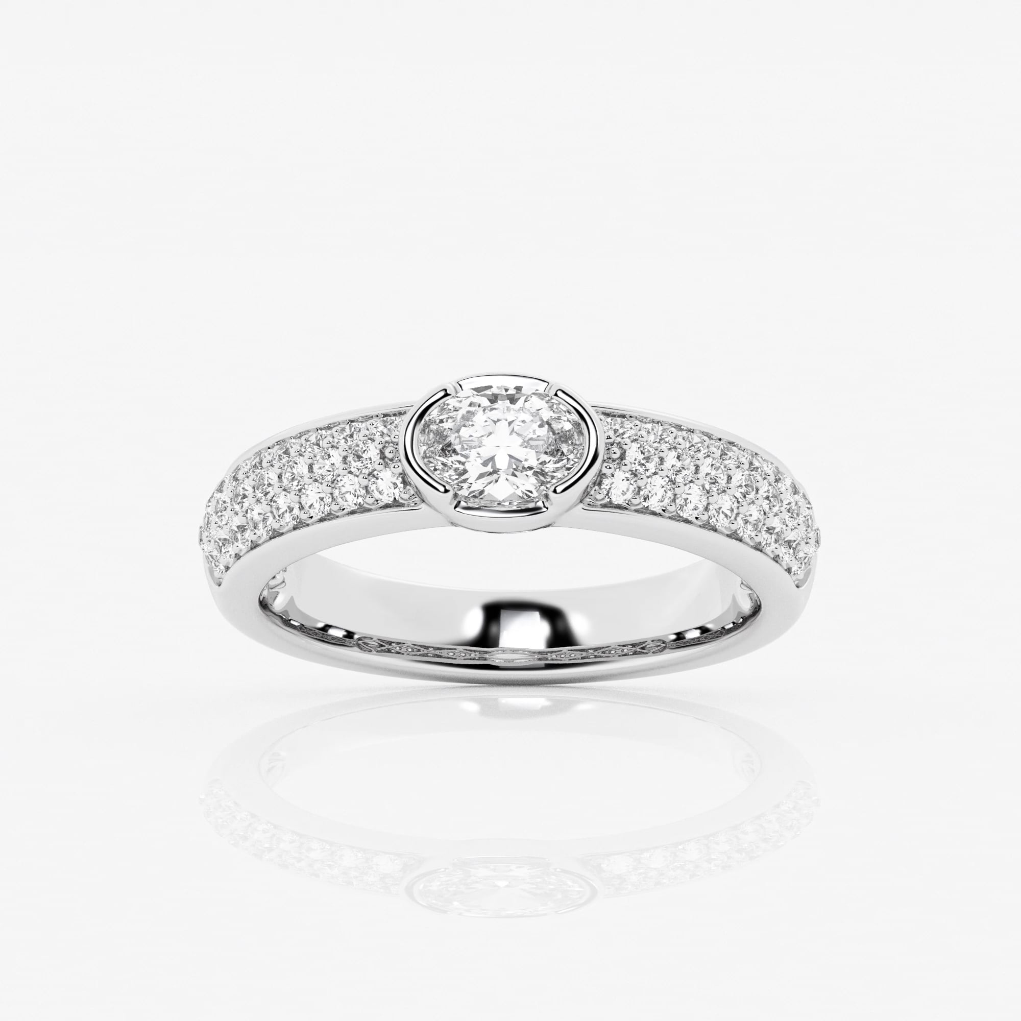 product video for 1 ctw Oval Lab Grown Diamond Bezel Set Pave Fashion Band