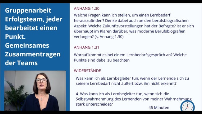 16 - Gruppenarbeit: Lernbedarfsfeststellung