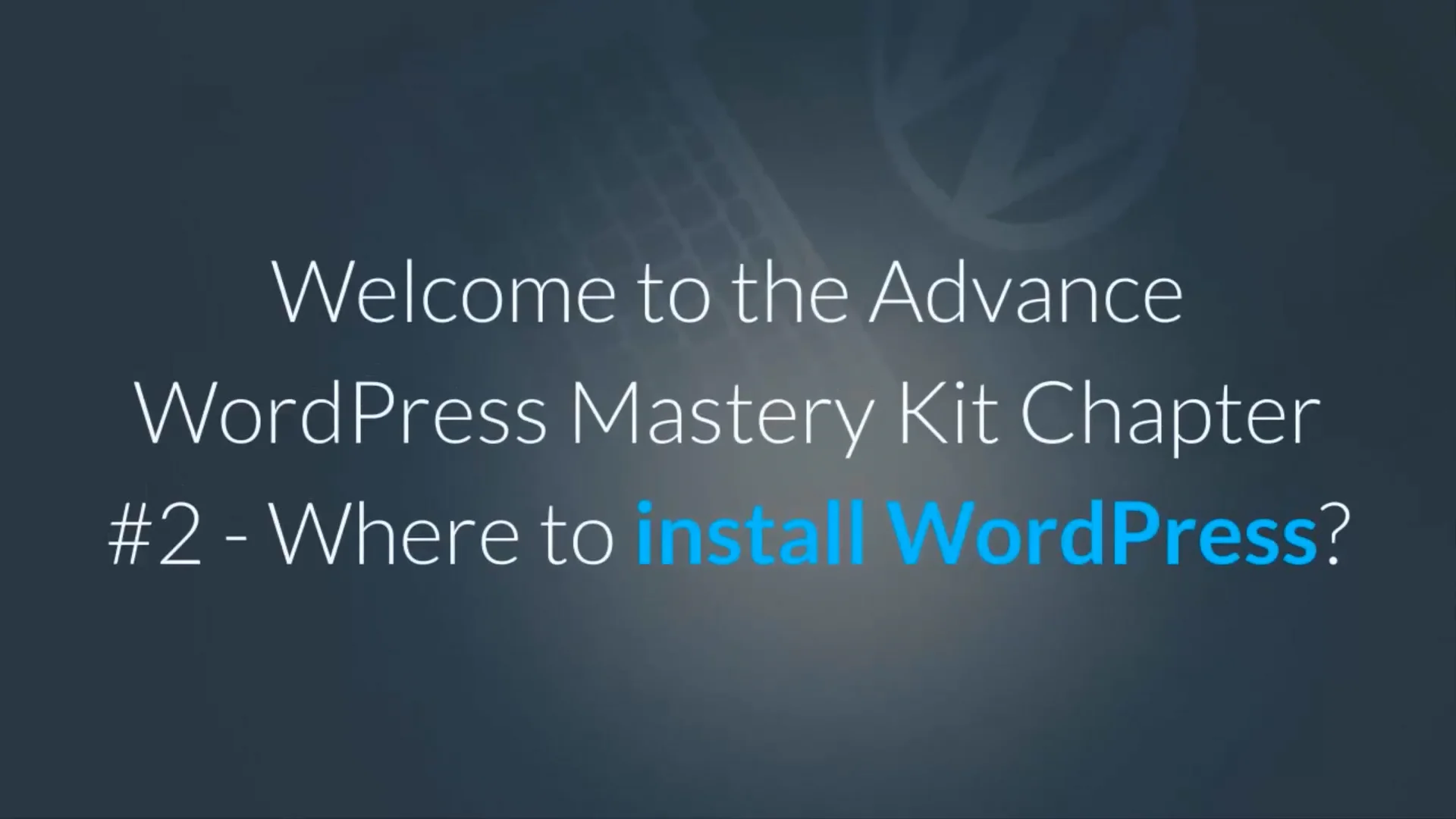 Video 2 Where to install Wordpress on Vimeo