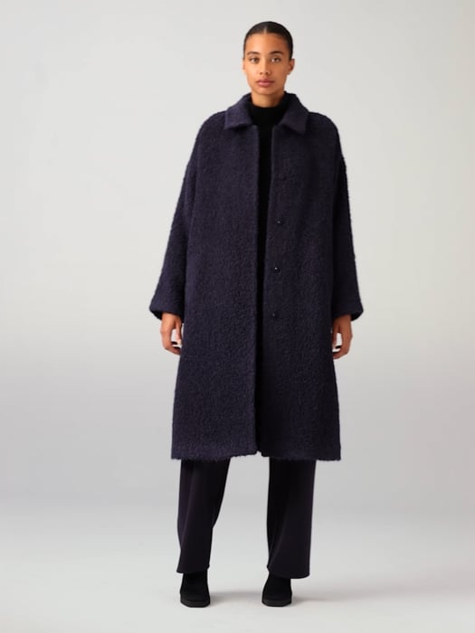 Eileen fisher double breasted shop plaid alpaca blend coat