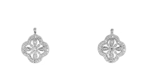 Openwork Clover Drop Earrings with Diamond Accents in Sterling Silver