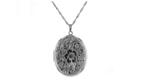 Sterling Silver Personalized Floral Locket Necklace