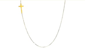 Italian 18kt Yellow Gold Vertical Cross Necklace