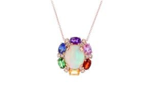 Le Vian Creme Brulee Neopolitan Opal Pendant Necklace with 1.10 ct. t.w. Multi-Gemstones and .17 ct. t.w. Nude Diamonds in 14k
