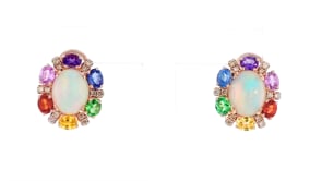 Le Vian Creme Brulee Neopolitan Opal Earrings with 1.80 ct. t.w. Multi-Gemstones and .27 ct. t.w. Nude Diamonds in 14kt Strawb