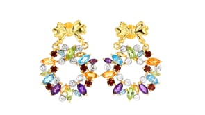 7.60 ct. t.w. Multi-Gemstone Wreath Drop Earrings in 18kt Gold Over Sterling