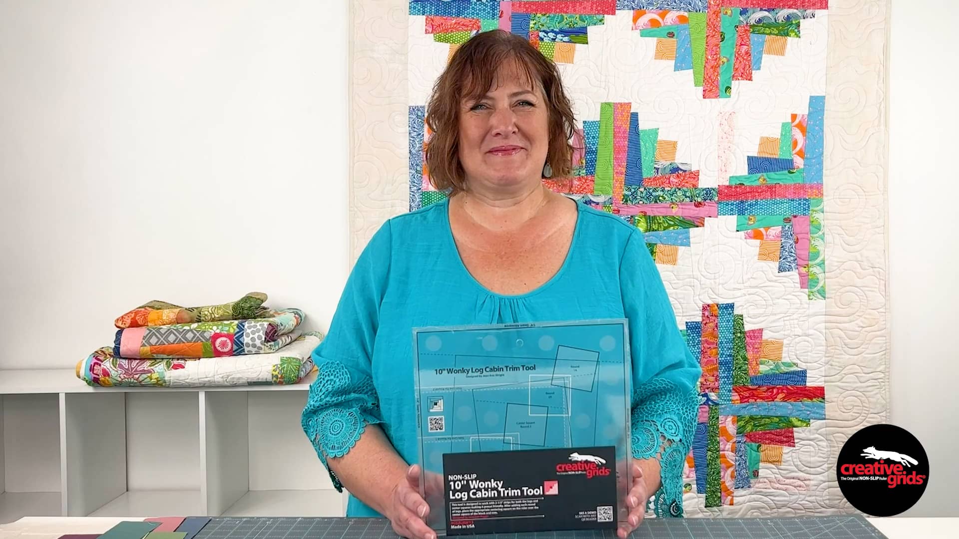 Creative Grids® 10" Wonky Log Cabin Trim Tool #CGRJAW13 on Vimeo