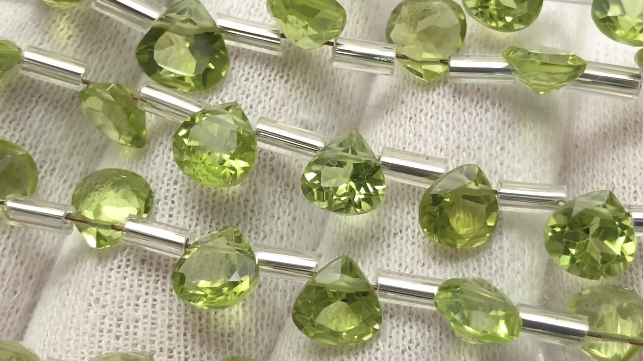 宝石質ペリドット AAA マロン ファセットカット6×6mm 半連/1連(18粒