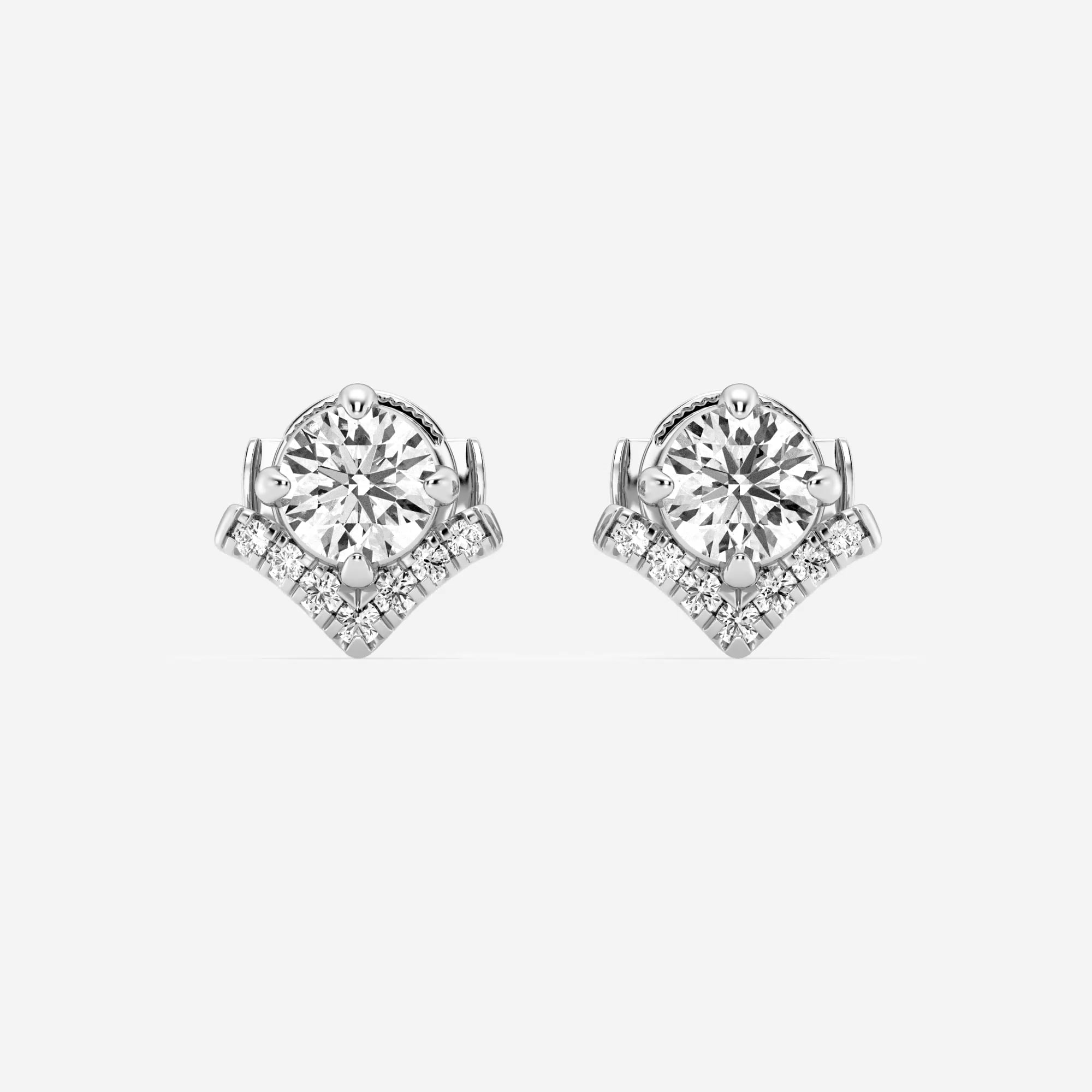 product video for 1 1/10 ctw Round Lab Grown Diamond Chevron Stud Earrings